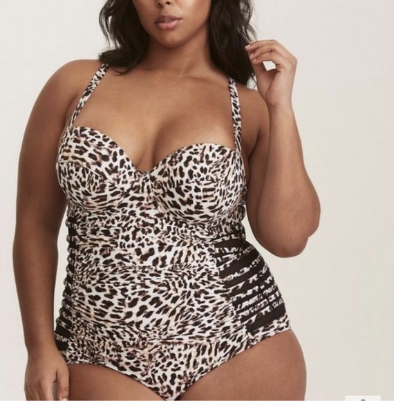 torrid Other - Torrid Slim FX Leopard Print One Piece Swimsuit Sz 1 14/16 SlimFX Cheetah